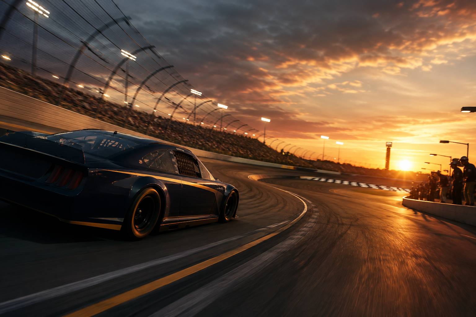 Race car rounding the final turn, used as a metaphor for Q4 business strategy